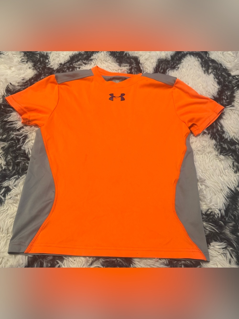 Under Armour boys Orange Performance Tee with Gray Panels